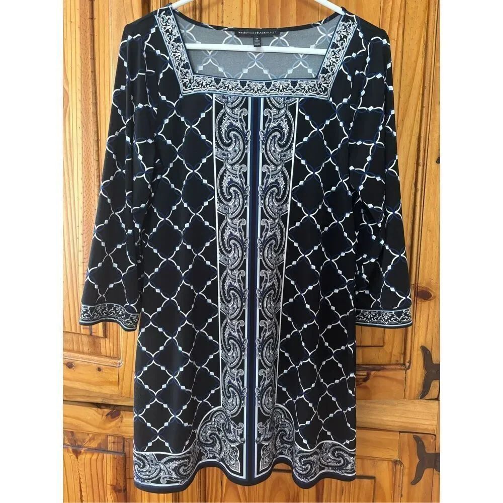 WHBM Shift Dress with Embroidery Around the Neckline